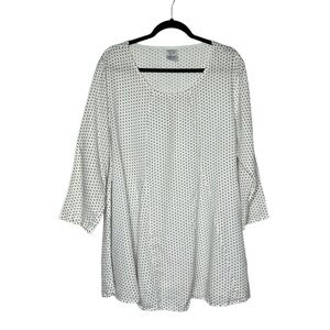 Match Point 100% Linen Polka Dot Lagenlook Tunic Blouse Size Large Lagenlook